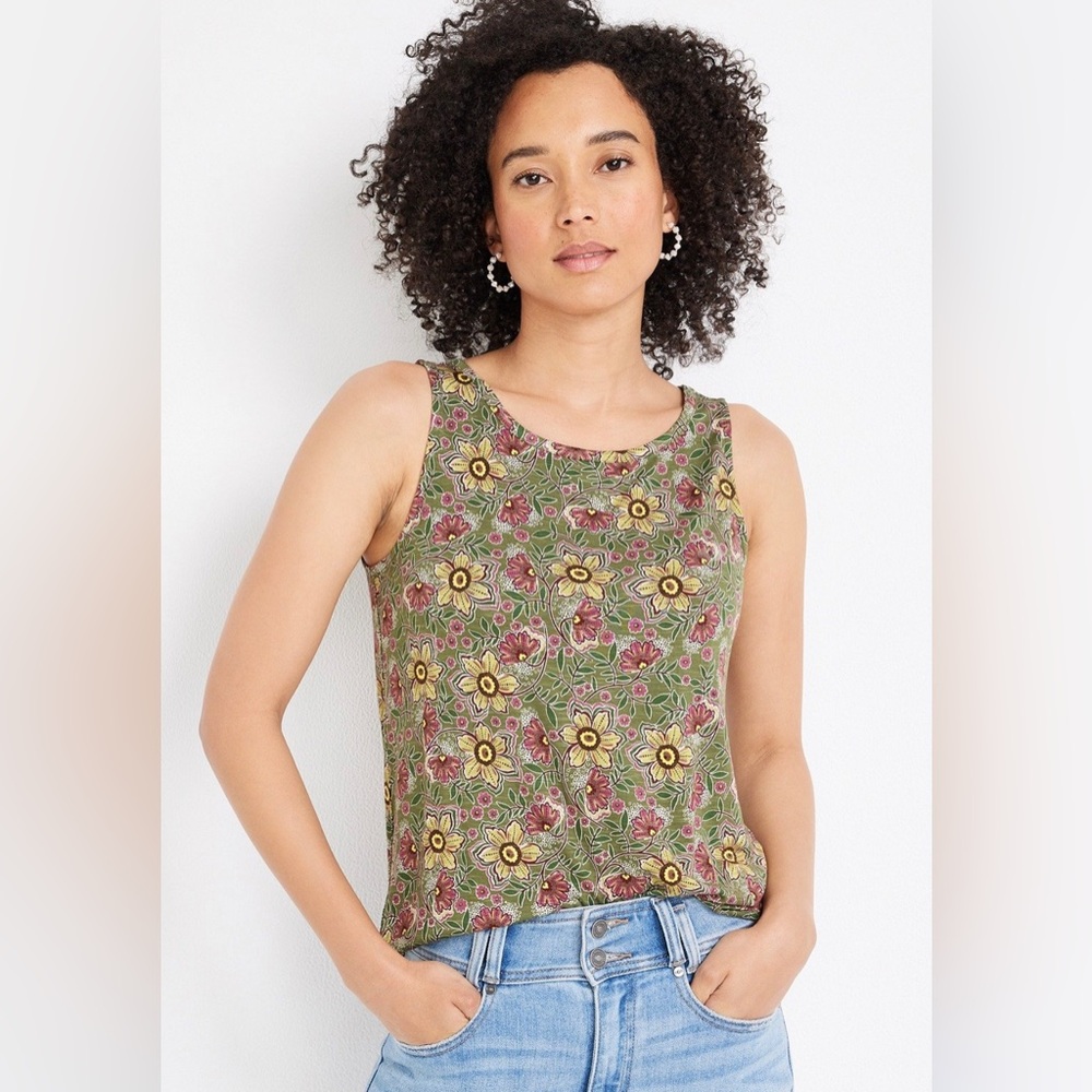 Maurices Floral High Neck Women's Tank Top